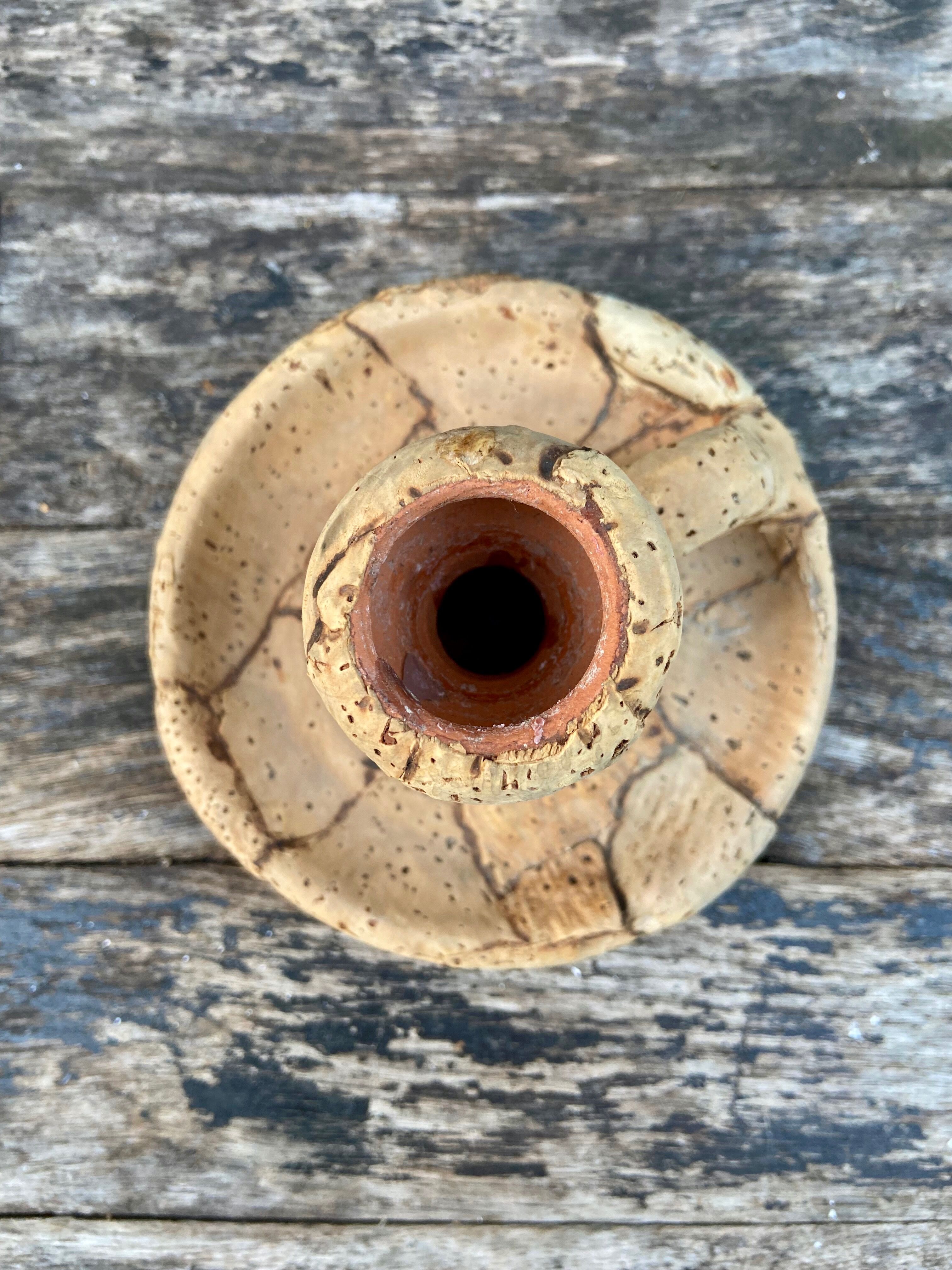 Ceramic and cork candle holder