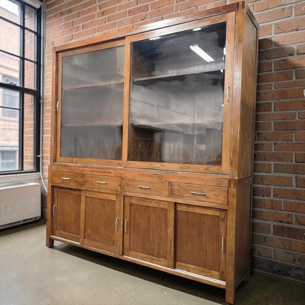 XL vintage wooden display cabinet / sideboard / wall cupboard