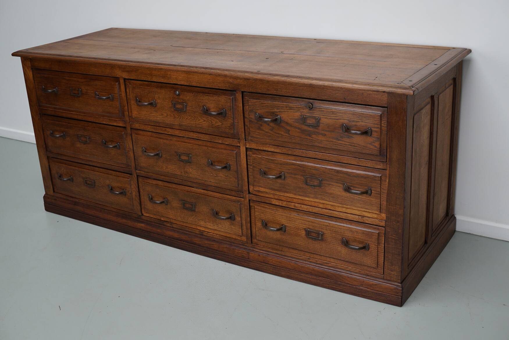 Antique French Oak Apothecary / Filing Cabinet / Kitchen Island, 1920/30s
