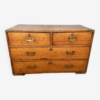 Small marine chest of drawers in wood and brass