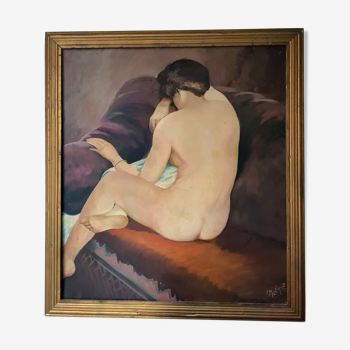Large Nude Oil Painting on Canvas by Charles Melikoff - XX Century Art - Belgium