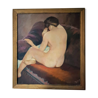 Large Nude Oil Painting on Canvas by Charles Melikoff - XX Century Art - Belgium