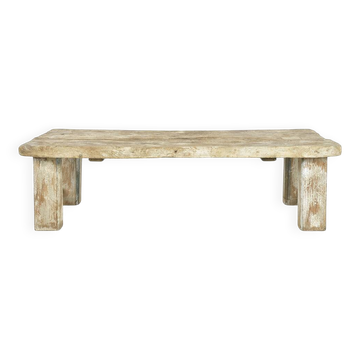 Antique coffee table in patinated solid wood