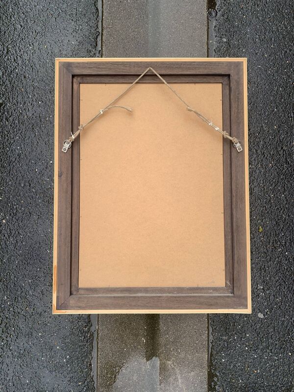 Miroir rectangulaire bords en miroir et métal doré 1950