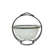 Sugar bowl, mid-century modern, transparent glass, silver-plated brass, Poland, 1960s.