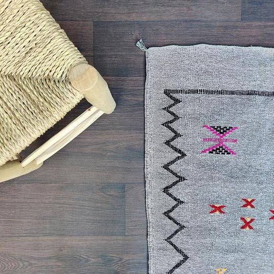 Moroccan carpet ethnic grey 85 x155 cm