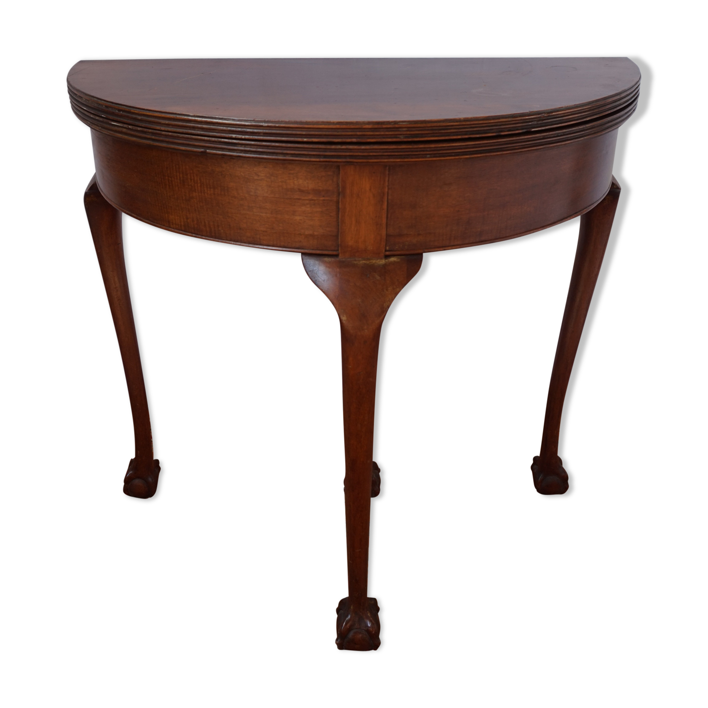 A half-moon english mahogany games table