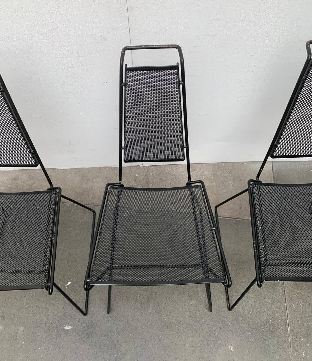 Set of vintage postmodern metal accent chairs by Rolf Rahmlow, 1980s.