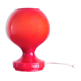 Red opaline glass table lamp, Osvetlovaci sklo, Czechoslovakia