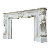 Impressive Louis XV style fireplace in Carrara marble circa 1880