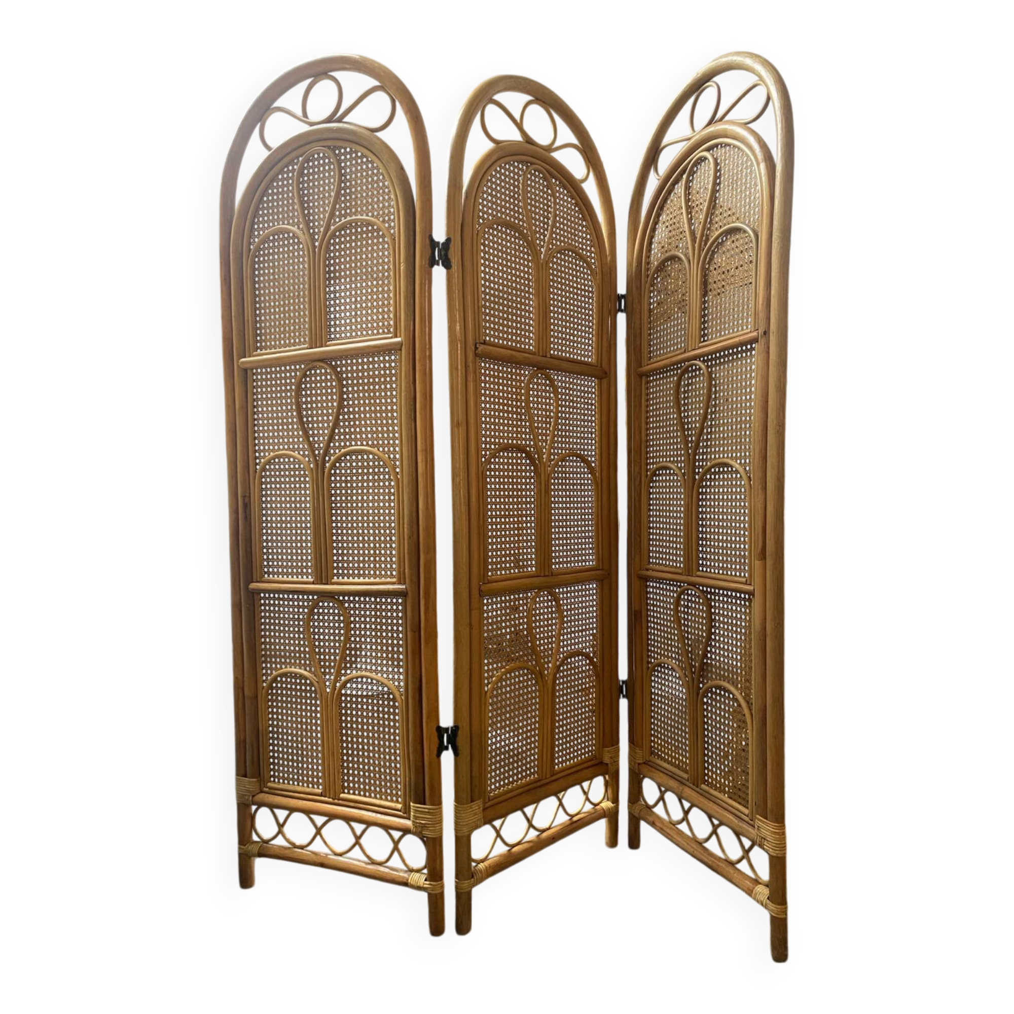 Vintage Italian rattan and bamboo room divider