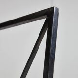 Italian Postmodern Black Leather Dining Chair with "X" Shape, 1980s