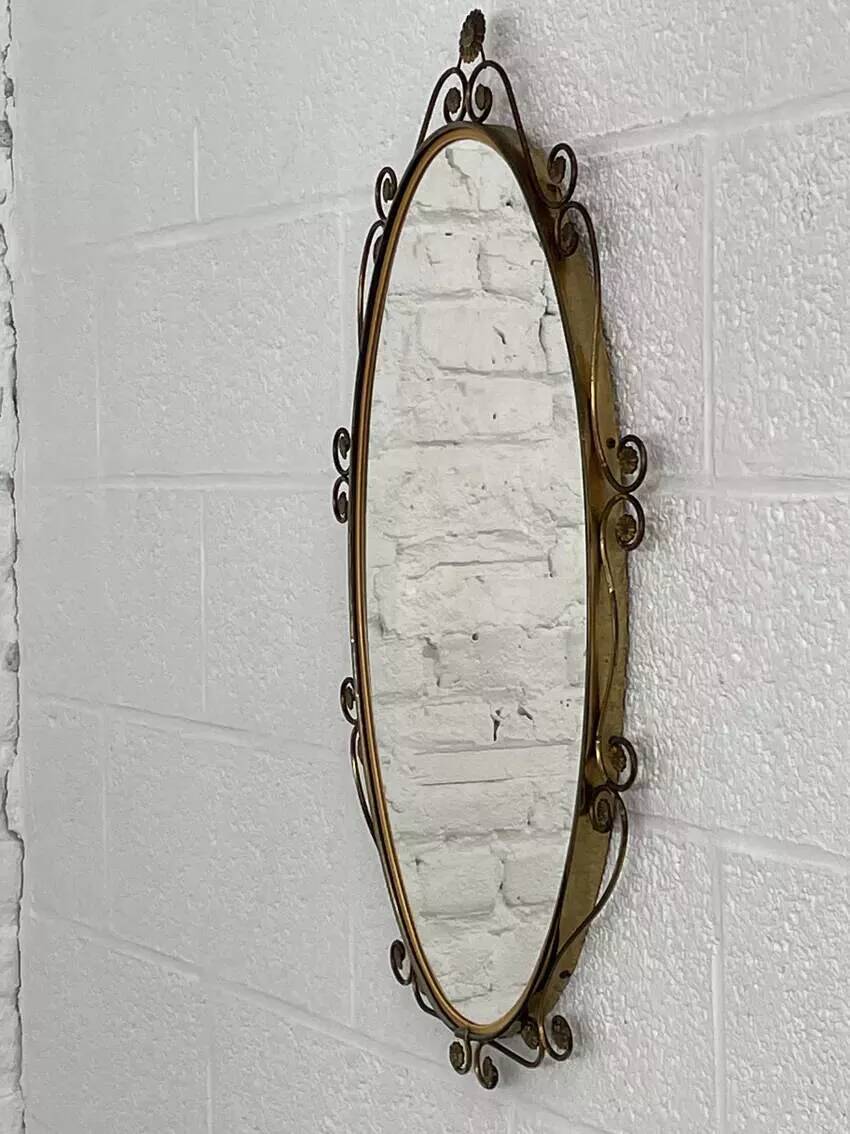 50s oval brass mirror