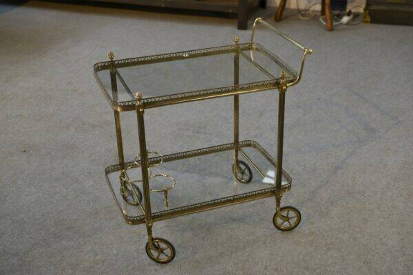 Neoclassical brass and glass serving trolley attributed to Maison Jansen, 1960s