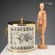 Vintage brass and fabric ice bucket, Italy, 1970s.