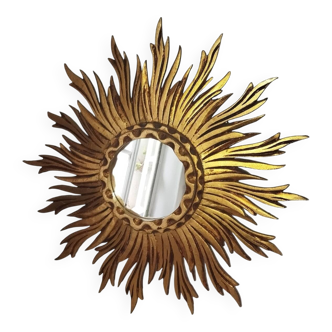 1950s gilded carved wooden sun mirror