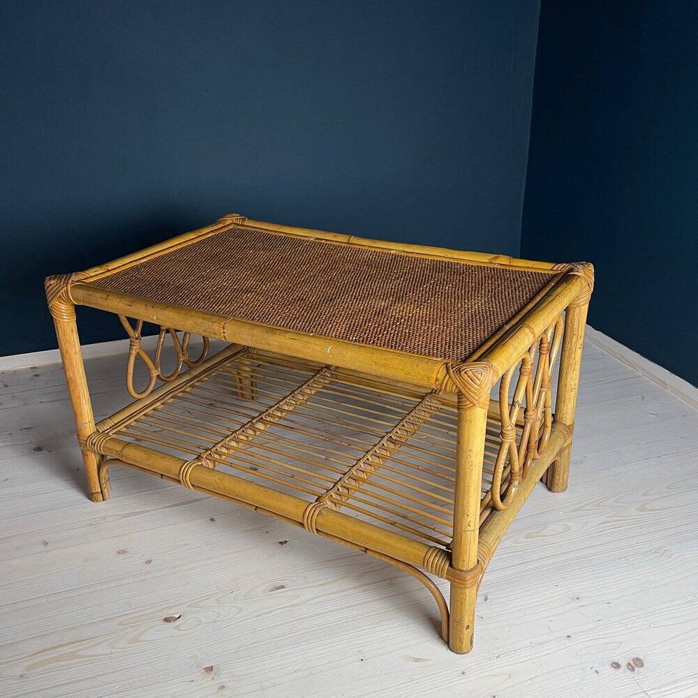 Vintage bamboo coffee table, Italy, 1970s