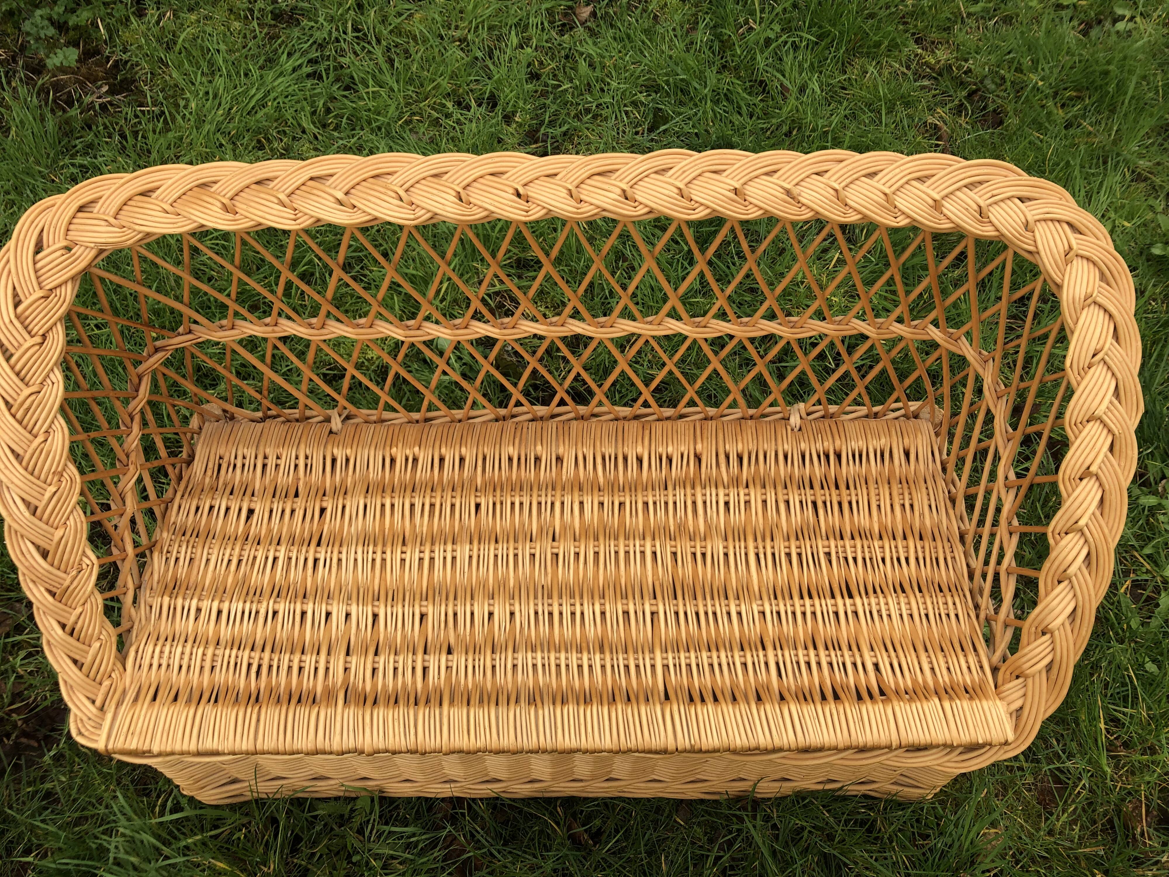 Vintage 60s rattan storage bench