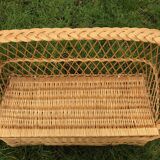 Vintage 60s rattan storage bench