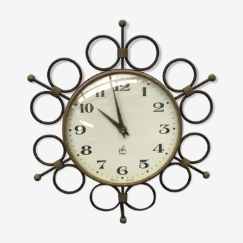 Pendule horloge ancienne Japy métal années 70 vintage