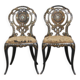 2 chaises anciennes en nacre de style chinois, Angleterre XIXe siècle
