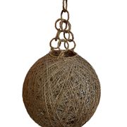 Suspension corde et rotin vintage