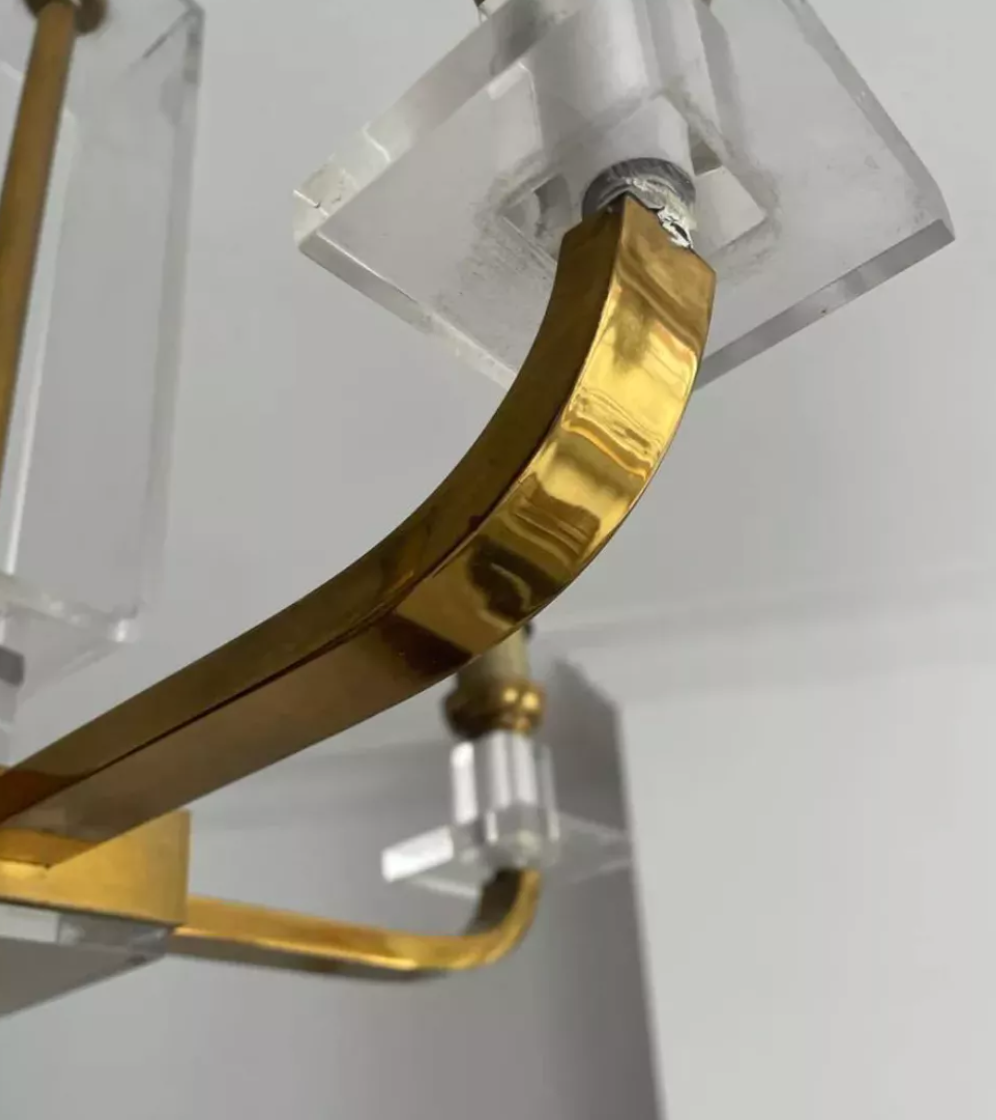 Chandelier in brass France 1970