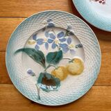 2 antique dessert plates in fruit slip Saint Amand and Hamage