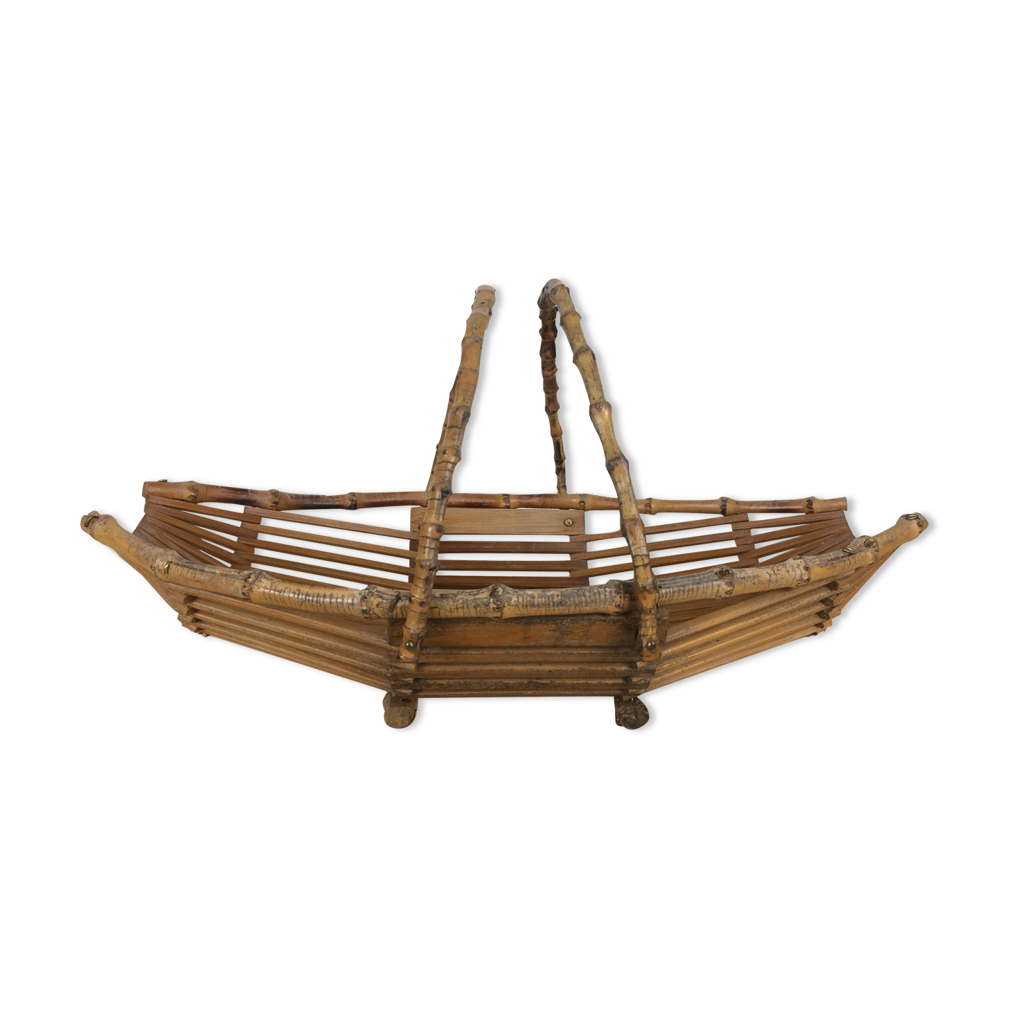 Vintage wicker and rattan fruit basket