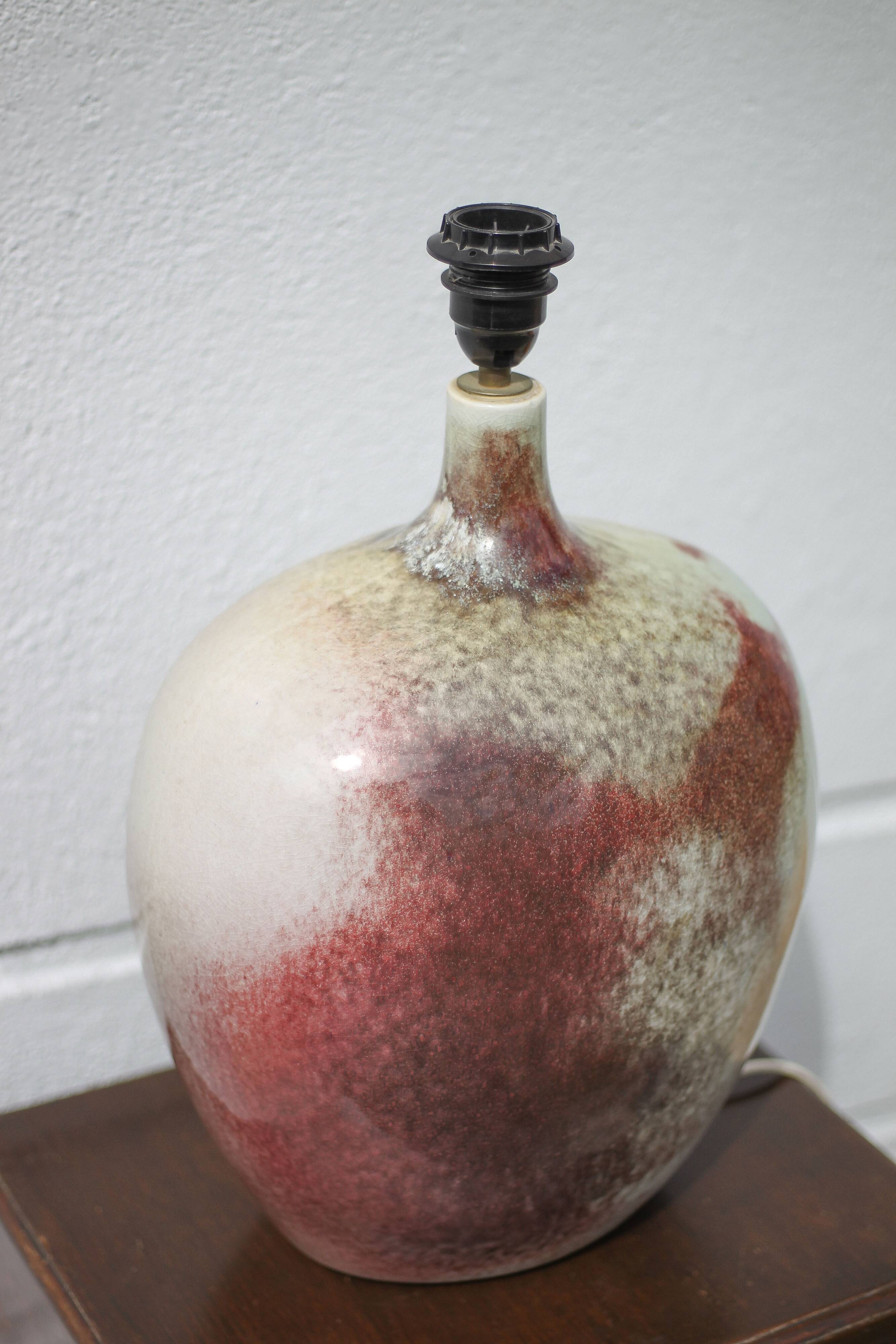 Ceramic lamp with lampshade, large table lamp, gray tones and oxblood ceramic lamp, dice