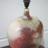 Lampe céramique avec abat-jour, grande lampe à poser, lampe céramique tons gris et sang de boeuf, dé