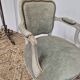 Louis XV style cabriolet armchair in patinated wood and velvet