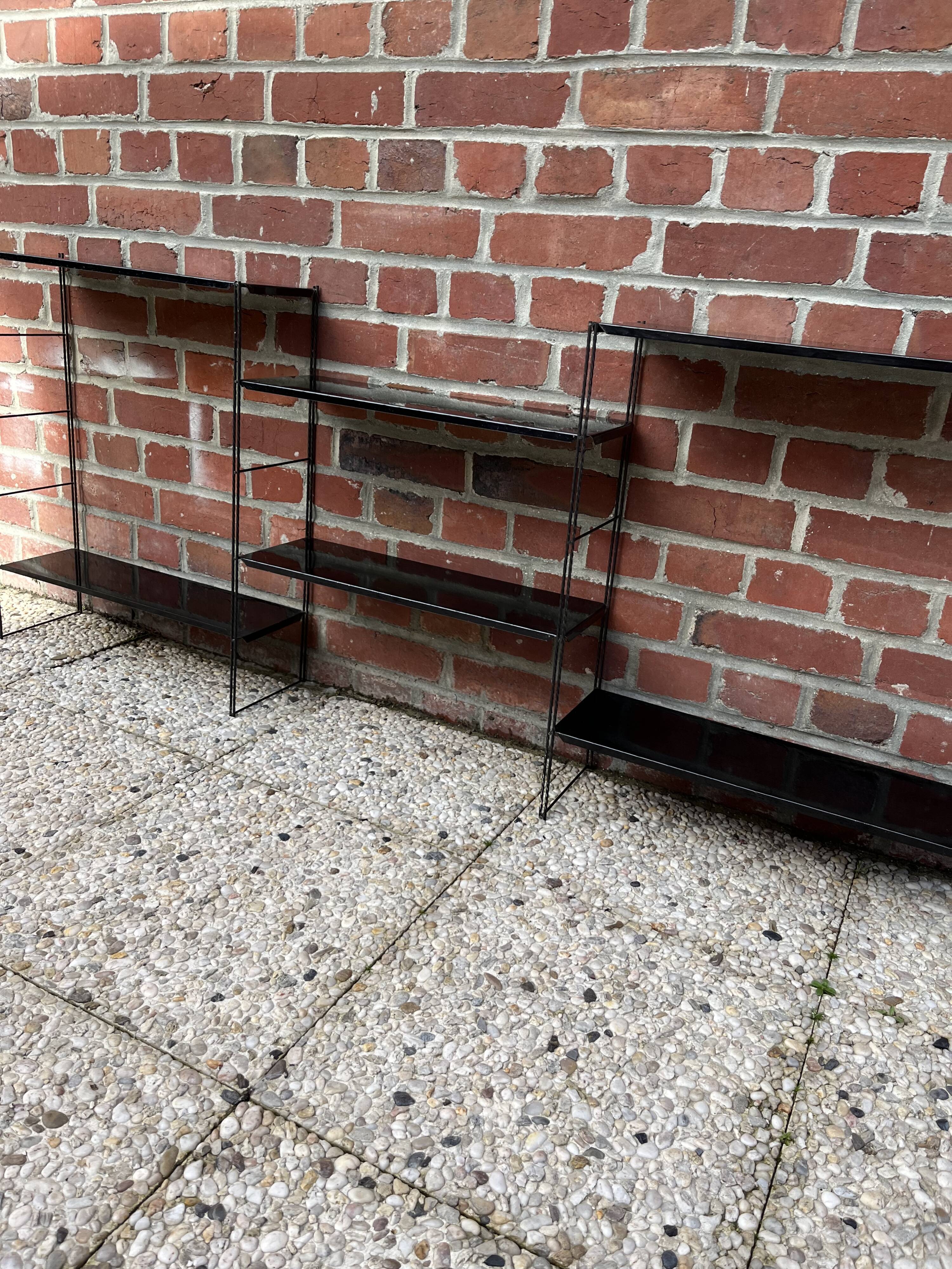 Black metal string shelf vintage 1960