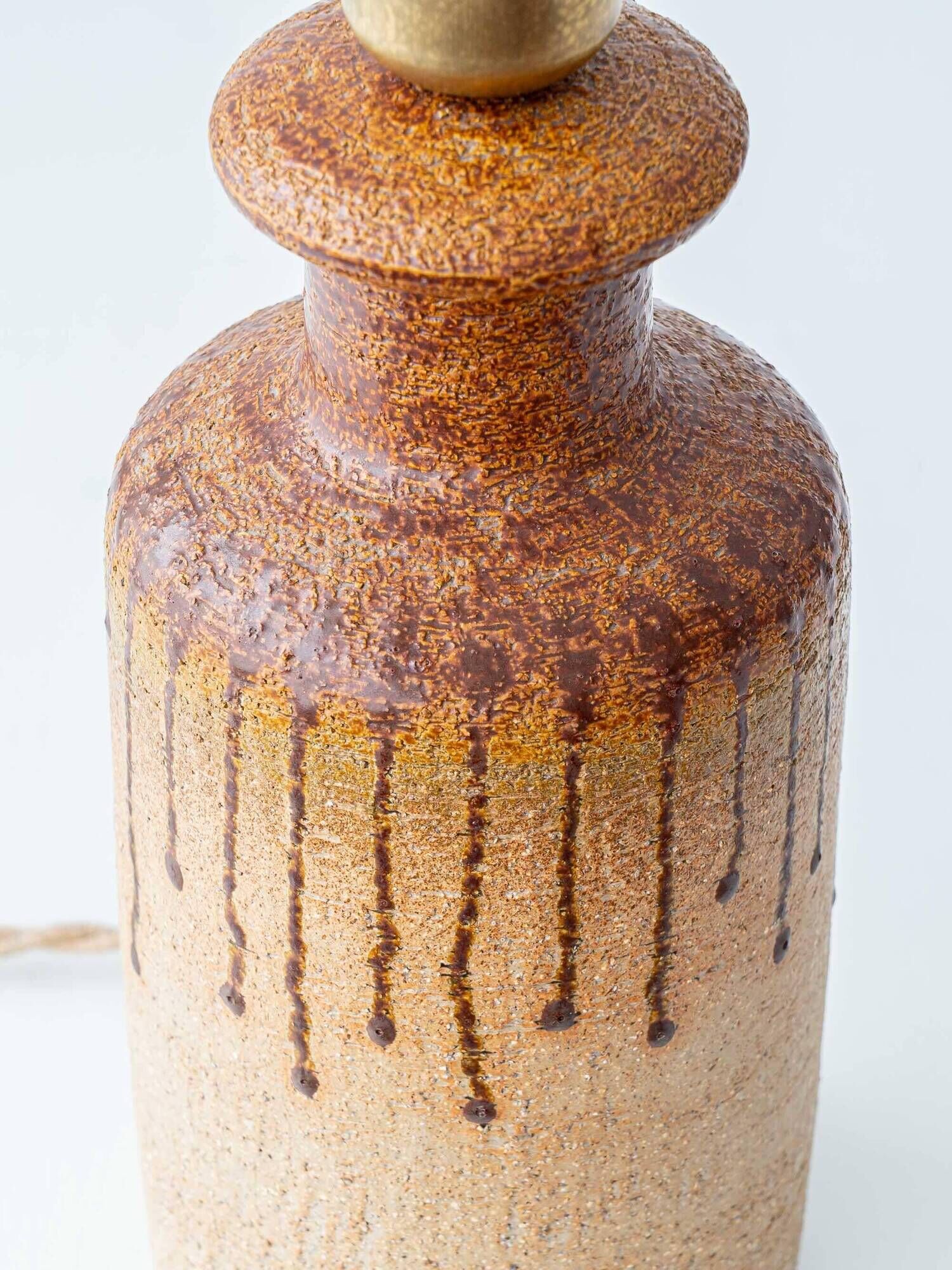 Søholm stoneware table lamp, organic contemporary, Denmark, 1960s, with new shade.