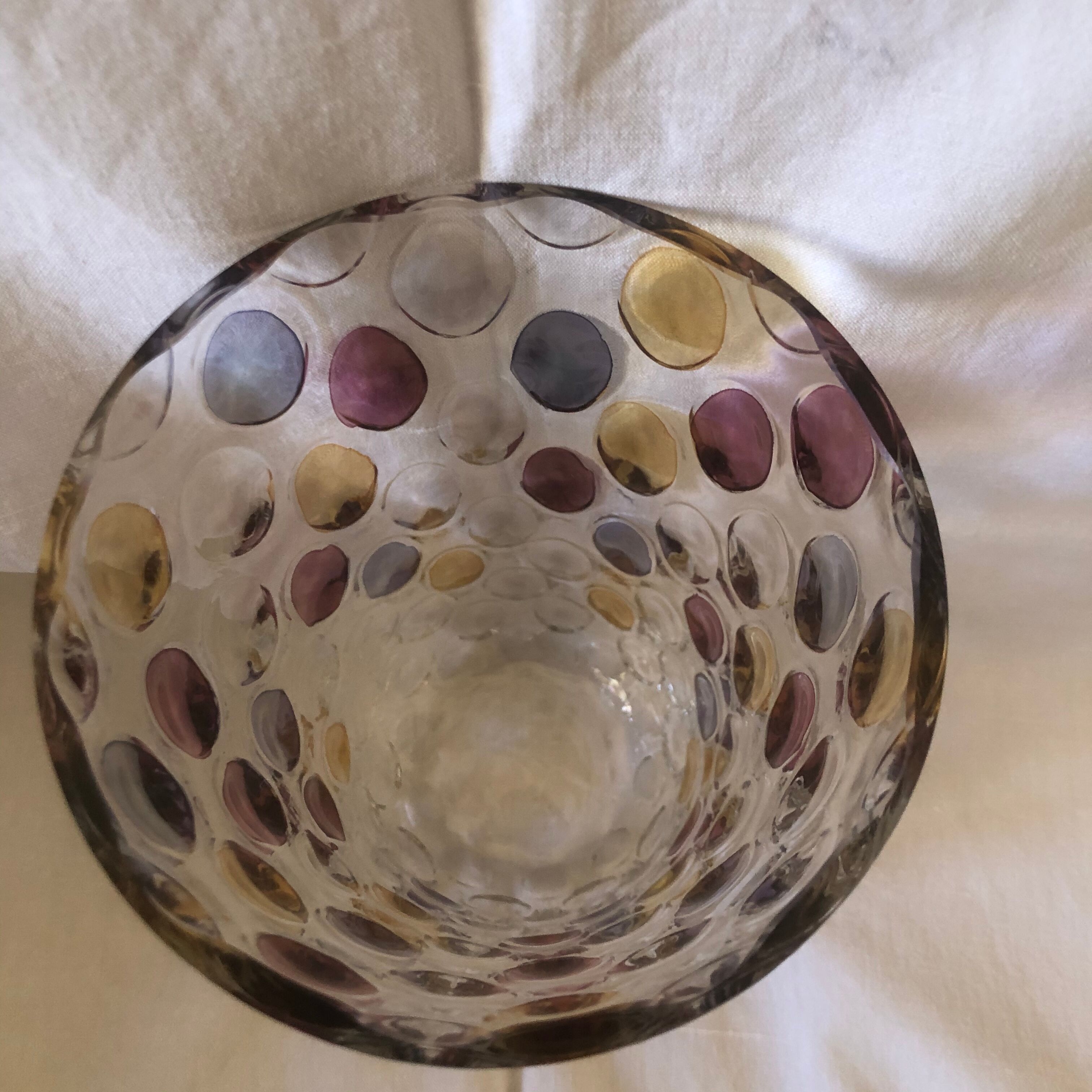 Glass vase blown colored lozenges