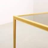 Solid Brass Side Tables with Smokey Glass Top by Vereinigte Werkstatten 70s