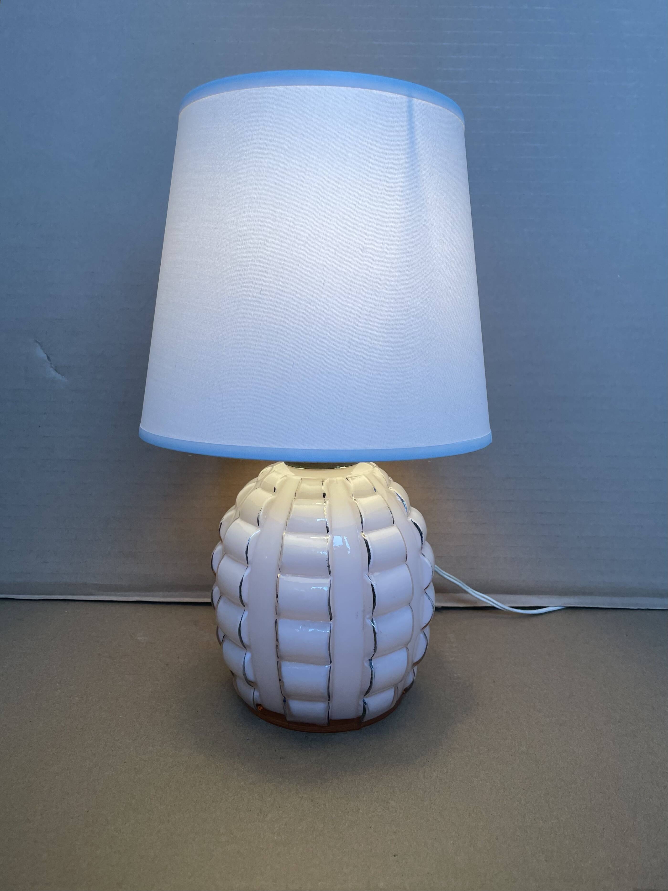 Small antique glass table lamp
