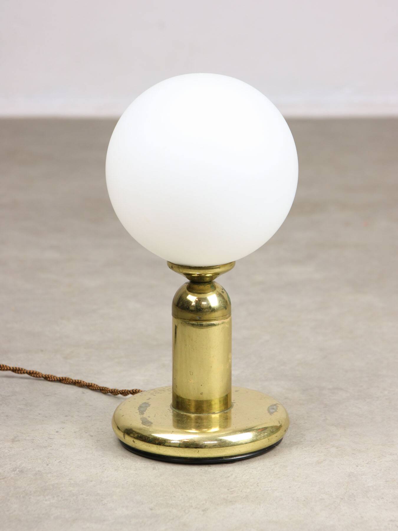 Vintage Italian Brass & Opaline Table Lamp, 1970s