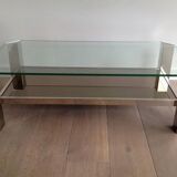 Chromed coffee table with glass tops and mirror