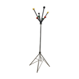 Wearing chrome parrot coat, black and multicolored balls