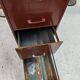 Industrial metal office cabinet in burgundy – 4 drawers – 1950s