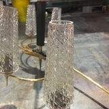 Vintage chandelier in glass and brass 1970