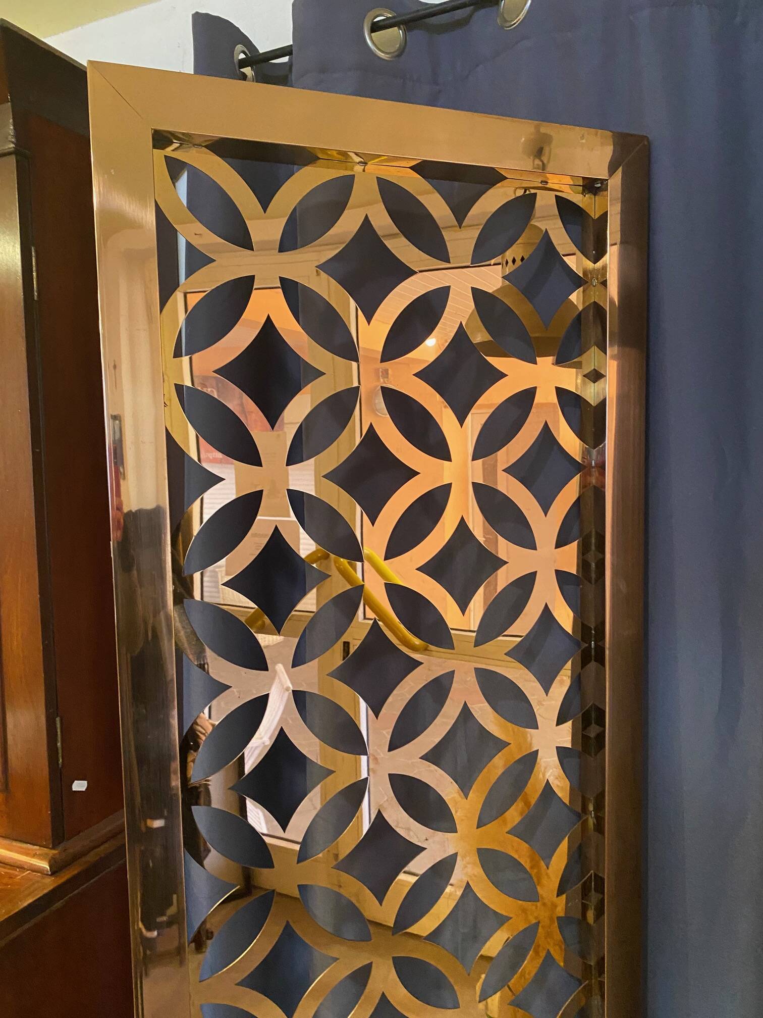 Vintage copper screen panel, sculpted, 1970s/80s, metallic color