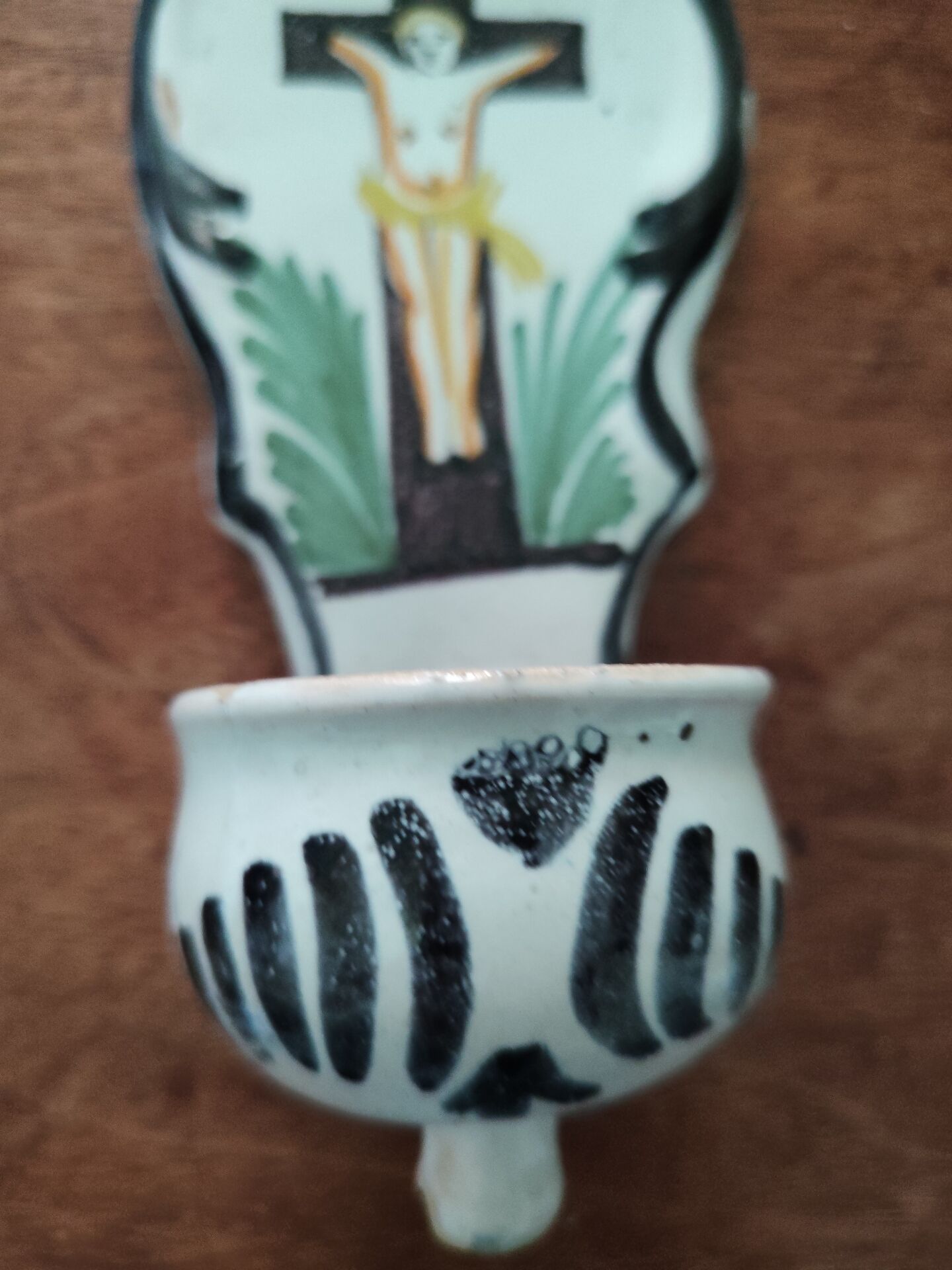 19th century faience benitier