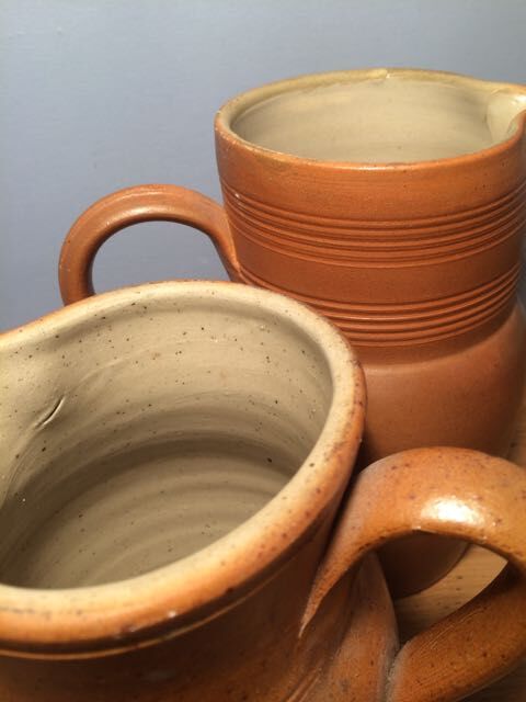 Duo of sandstone jugs