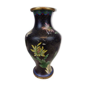 Cloisonné enamel vase decoration flowers and birds