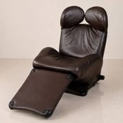 "111 Wink" armchair in brown leather by Toshiyuki Kita for Cassina