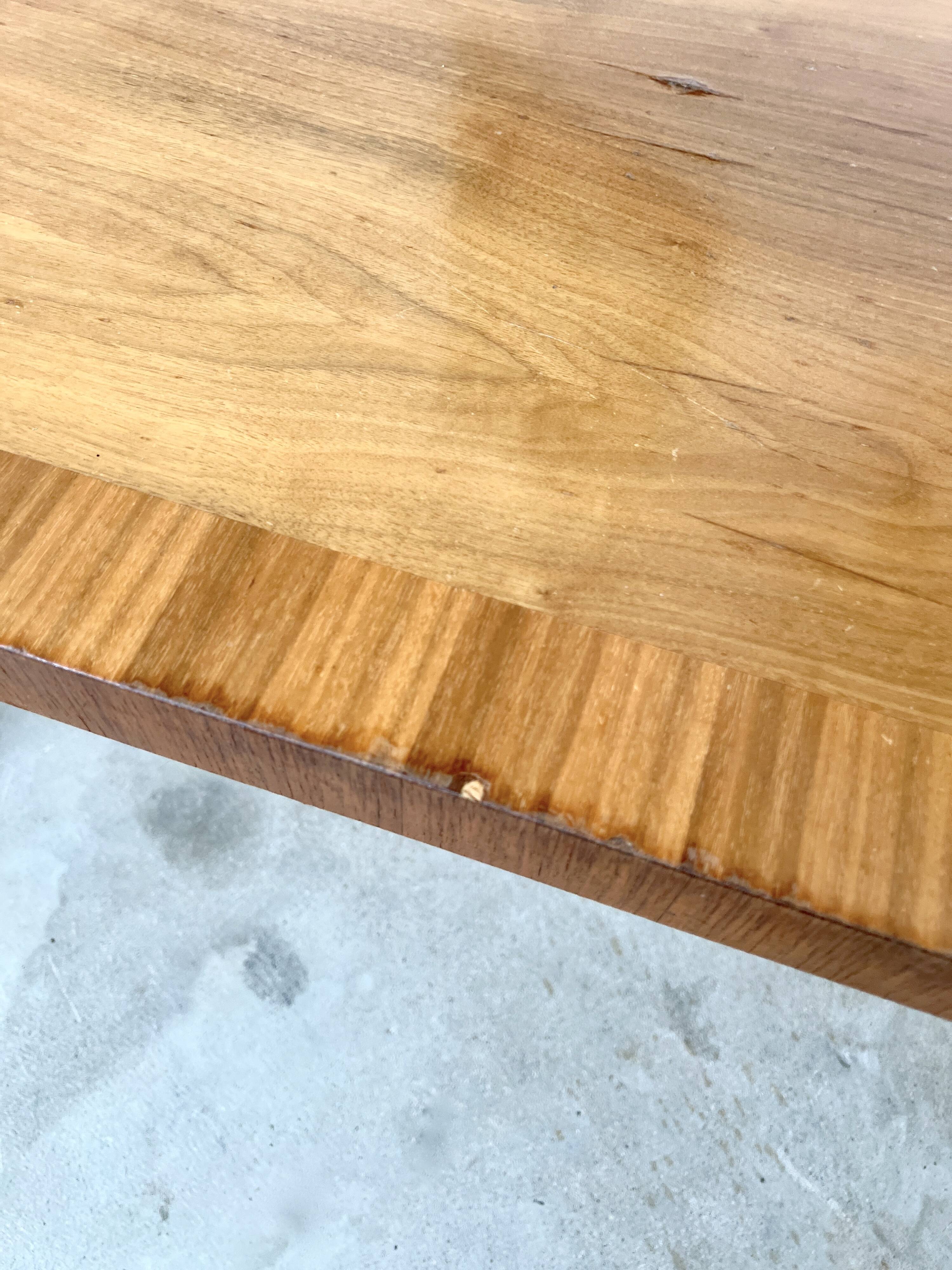 70s walnut marquetry coffee table