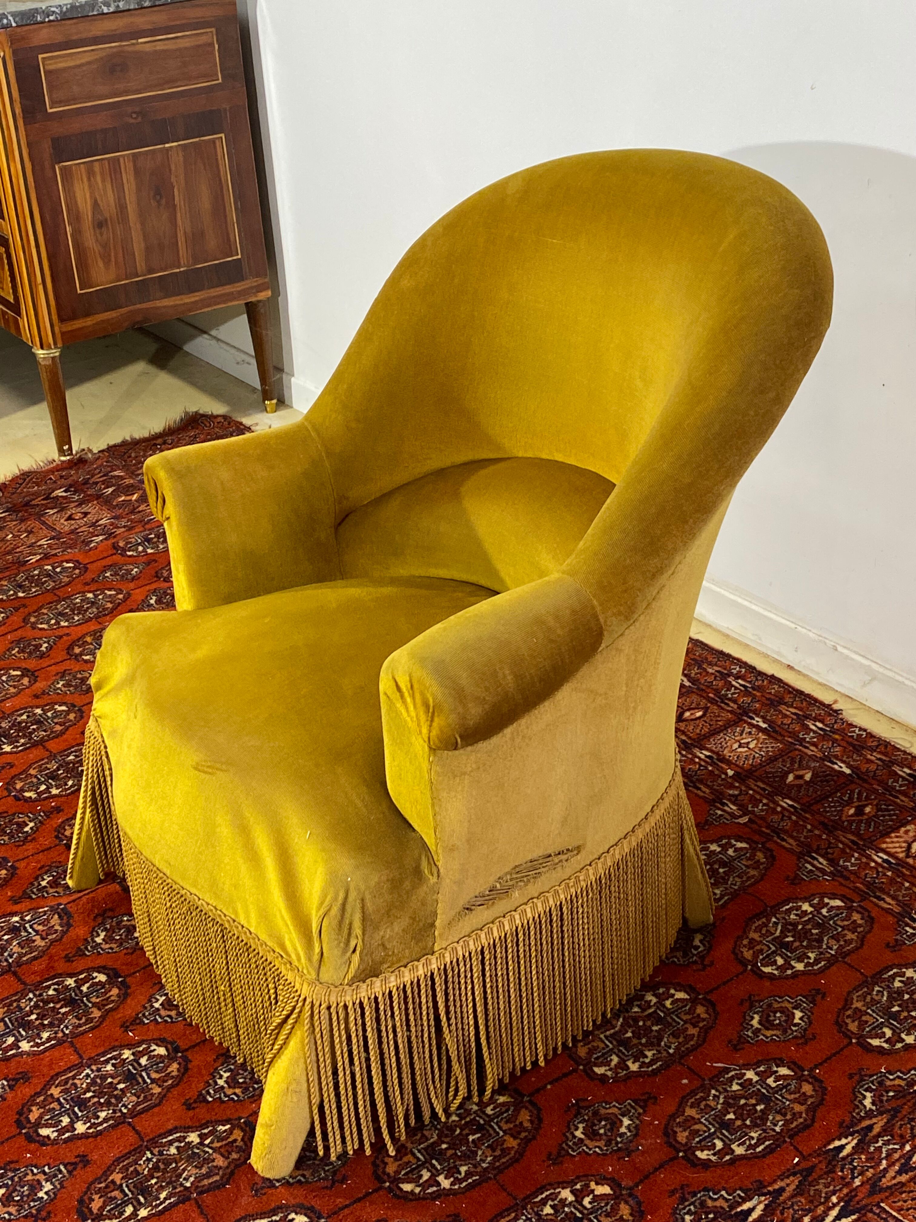 Toad armchair style Napoleon III Mustard