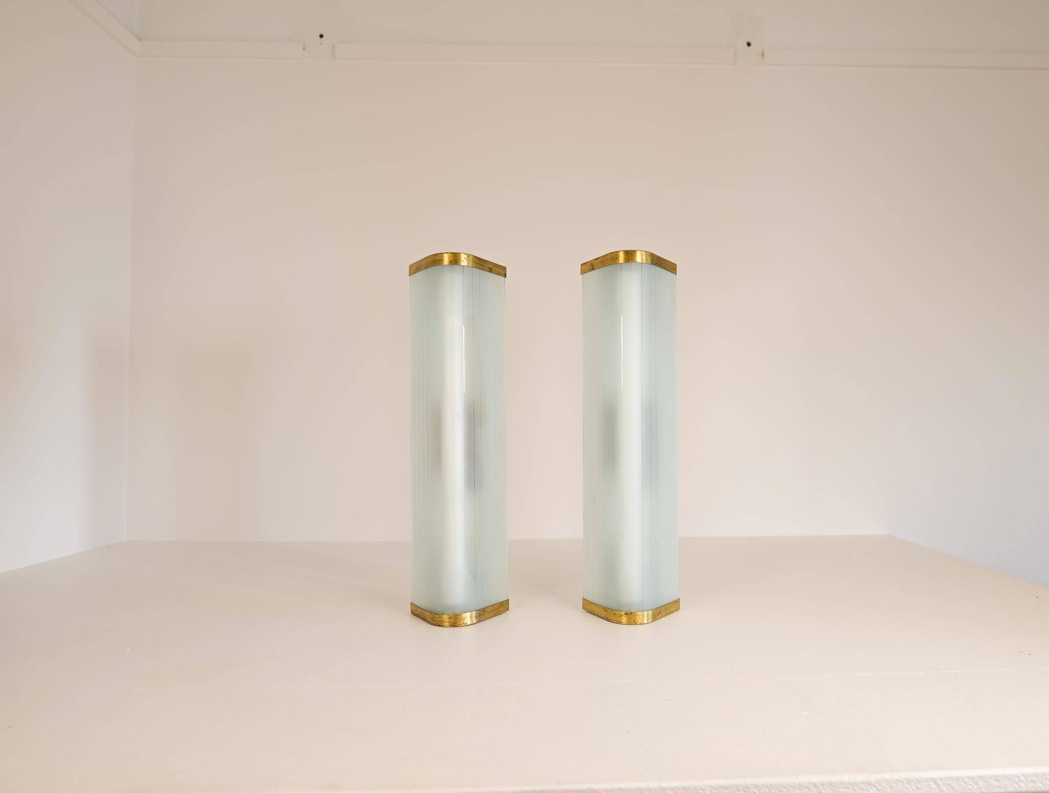 Extra-large modern mid-century wall lamp pair attributed to Asea.